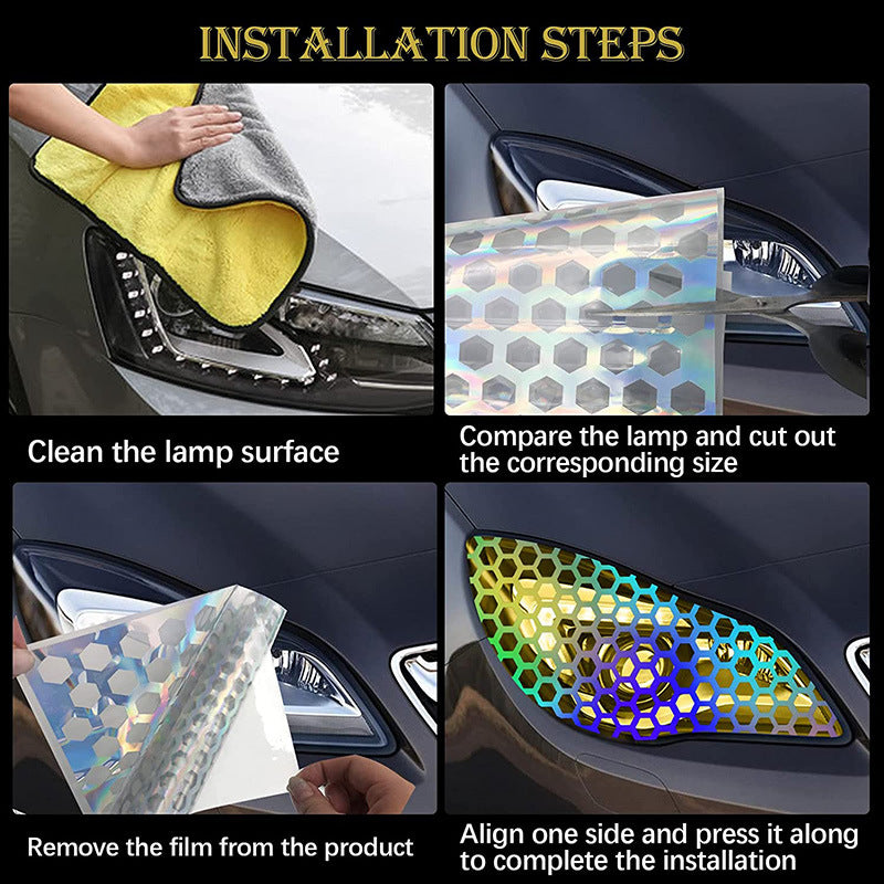 Car Taillight Honeycomb Shape Sticker Applique Taillight Decoration Sticker Rear Lamp Cover Sticker Taillight Sticker