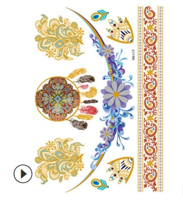 Metal Tattoo Sticker Gilded Tattoo Sticker Waterproof