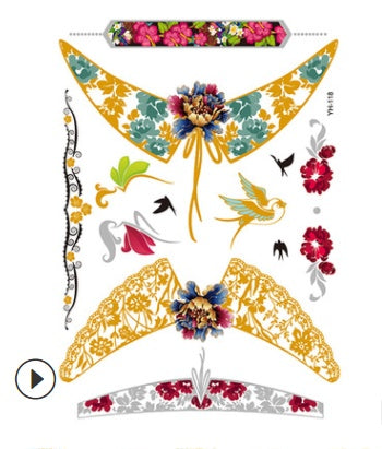 Metal Tattoo Sticker Gilded Tattoo Sticker Waterproof