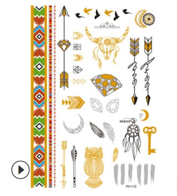 Metal Tattoo Sticker Gilded Tattoo Sticker Waterproof