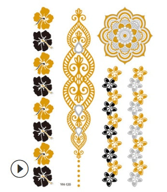 Metal Tattoo Sticker Gilded Tattoo Sticker Waterproof