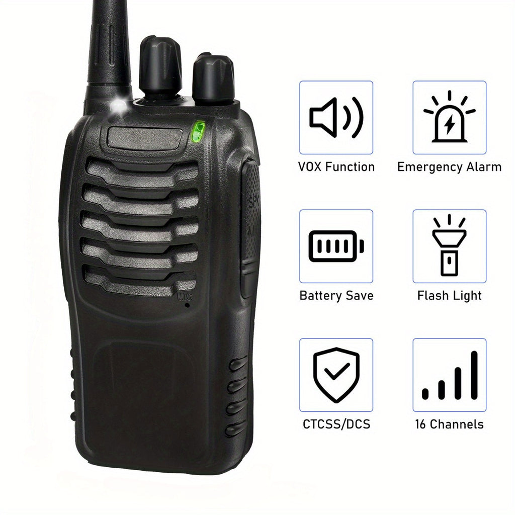Walkie Talkie 2pcs/ 4pcs, Long Range, Rechargeable, 2 Packs Or 4 Packs, Black, 2-3 Miles Communication Range, 10000 Hour Long Battery Life, Loud And Clear Speakers, 16 Channels, Frequency Range Receive And Transmit, Reach 0.6