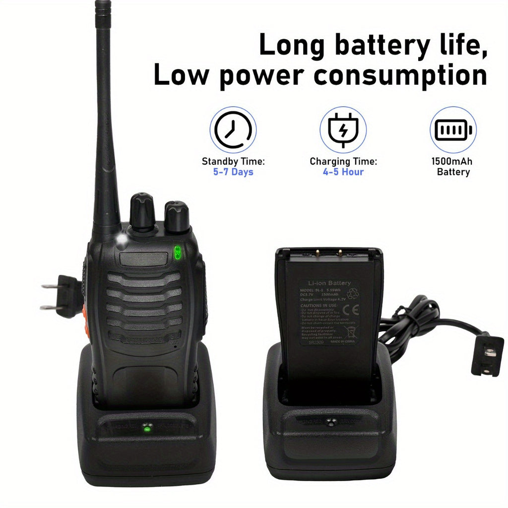 Walkie Talkie 2pcs/ 4pcs, Long Range, Rechargeable, 2 Packs Or 4 Packs, Black, 2-3 Miles Communication Range, 10000 Hour Long Battery Life, Loud And Clear Speakers, 16 Channels, Frequency Range Receive And Transmit, Reach 0.6