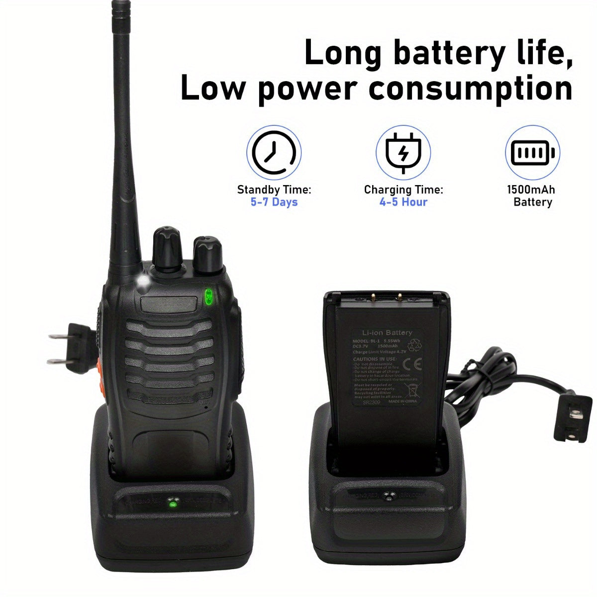 Walkie Talkie 2pcs/ 4pcs, Long Range, Rechargeable, 2 Packs Or 4 Packs, Black, 2-3 Miles Communication Range, 10000 Hour Long Battery Life, Loud And Clear Speakers, 16 Channels, Frequency Range Receive And Transmit, Reach 0.6