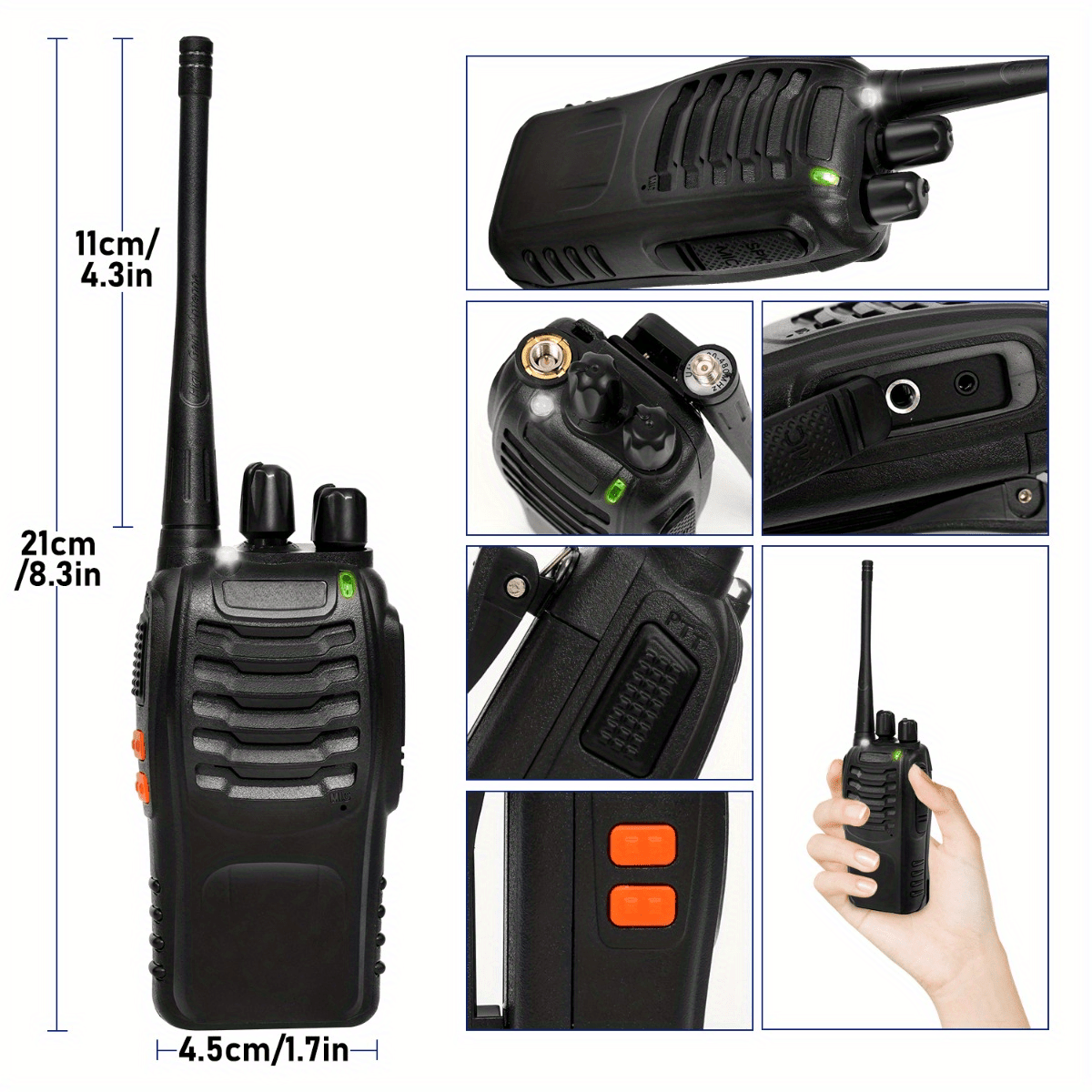Walkie Talkie 2pcs/ 4pcs, Long Range, Rechargeable, 2 Packs Or 4 Packs, Black, 2-3 Miles Communication Range, 10000 Hour Long Battery Life, Loud And Clear Speakers, 16 Channels, Frequency Range Receive And Transmit, Reach 0.6