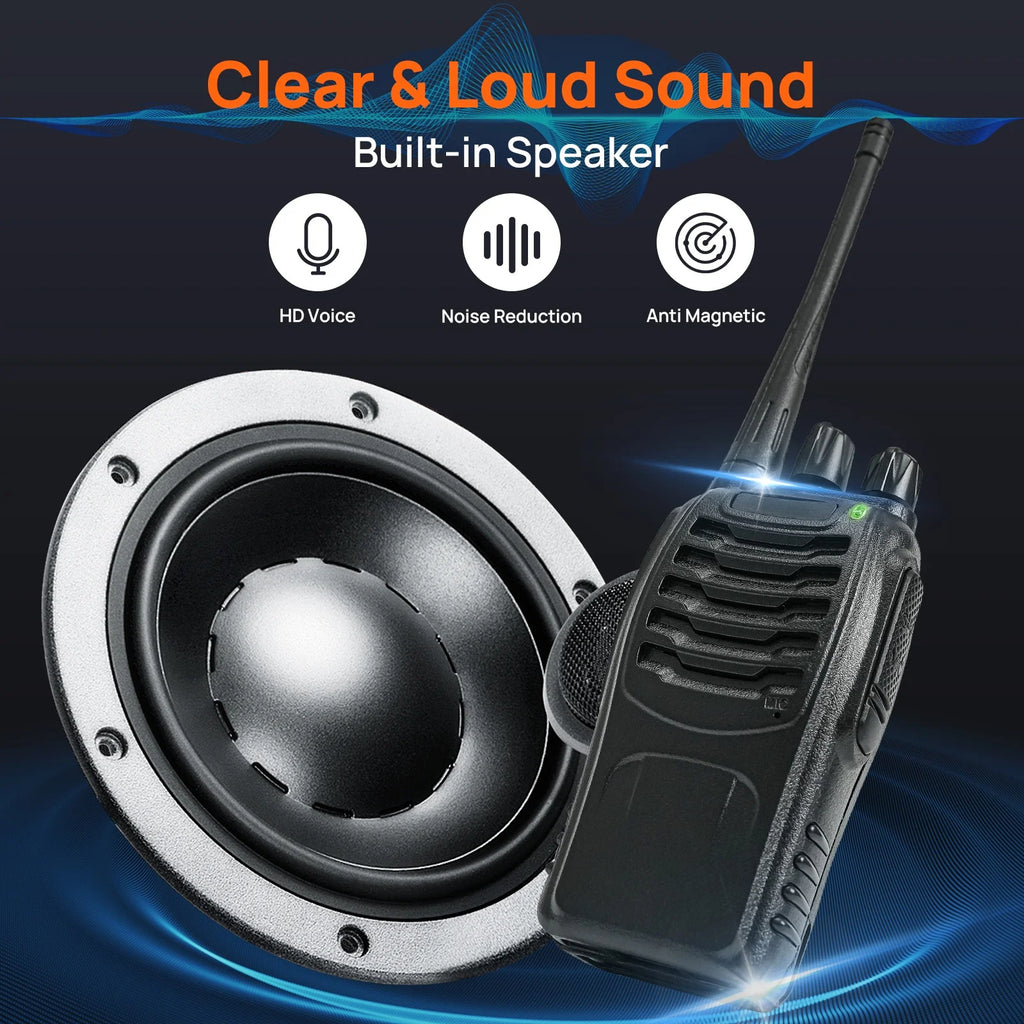 Walkie Talkie 2pcs/ 4pcs, Long Range, Rechargeable, 2 Packs Or 4 Packs, Black, 2-3 Miles Communication Range, 10000 Hour Long Battery Life, Loud And Clear Speakers, 16 Channels, Frequency Range Receive And Transmit, Reach 0.6