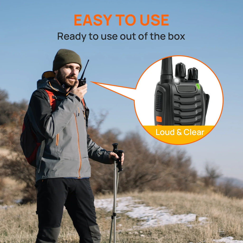 Walkie Talkie 2pcs/ 4pcs, Long Range, Rechargeable, 2 Packs Or 4 Packs, Black, 2-3 Miles Communication Range, 10000 Hour Long Battery Life, Loud And Clear Speakers, 16 Channels, Frequency Range Receive And Transmit, Reach 0.6