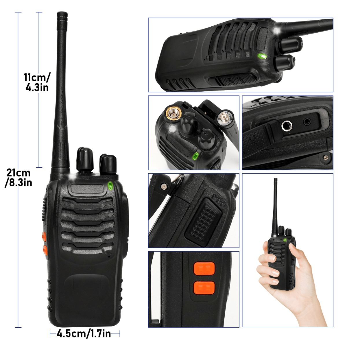 Walkie Talkie 2pcs/ 4pcs, Long Range, Rechargeable, 2 Packs Or 4 Packs, Black, 2-3 Miles Communication Range, 10000 Hour Long Battery Life, Loud And Clear Speakers, 16 Channels, Frequency Range Receive And Transmit, Reach 0.6