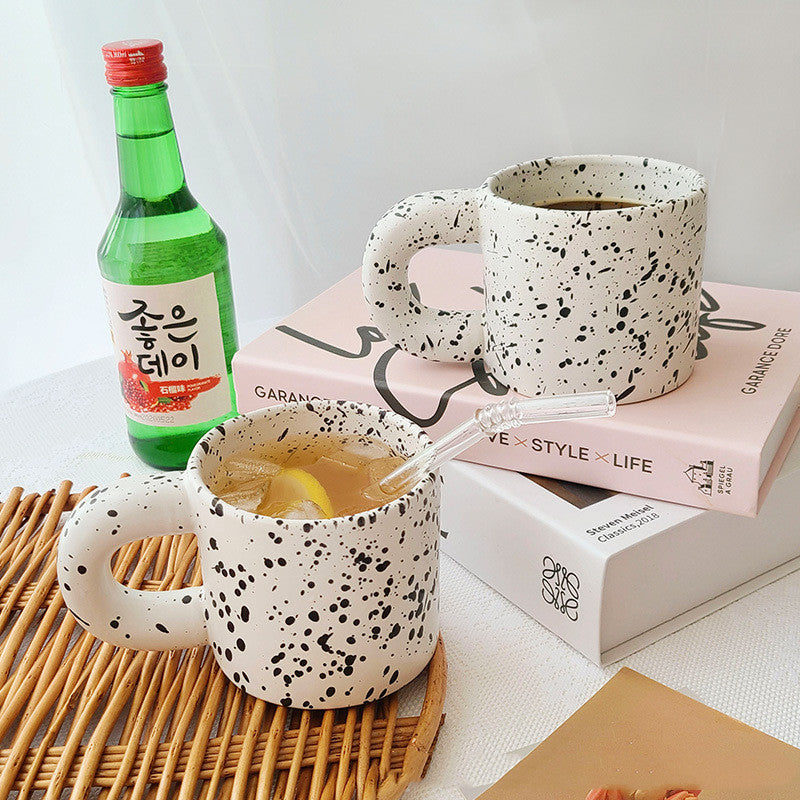 Sesame Dot Splashed Ink Mug Nordic Ceramic Mug Milk Mug