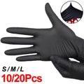 20Pcs Nitrile Disposable Gloves Waterproof Latex Free Black Cooking