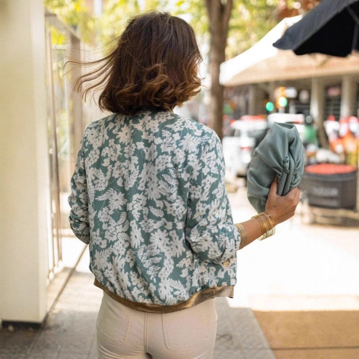 Casual Jacket Slim-fit Zipper Printed Jacket