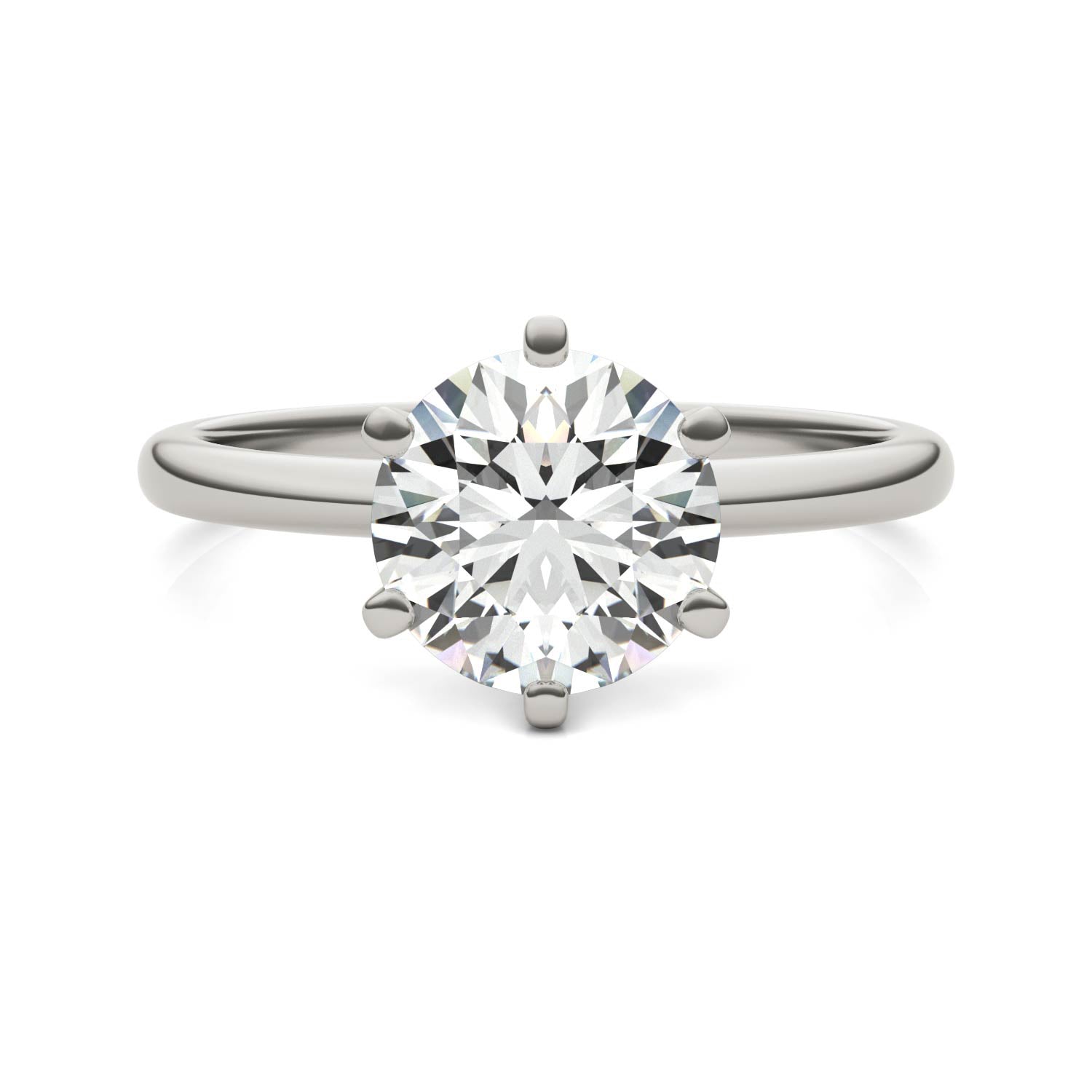 2 CTW Round Lab Grown Diamond Six Prong Solitaire Engagement Ring - G-VS Clarity, AGI Certified, 14K White Gold