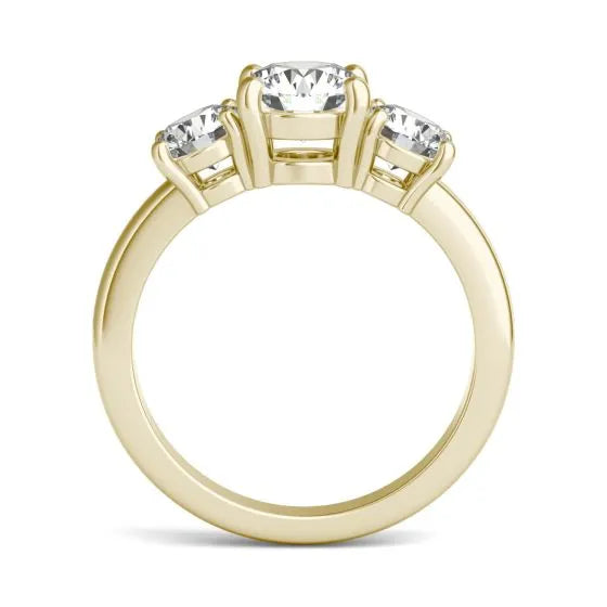 2 CTW AGI Certified Lab Grown Diamond (G-VS) Three Stone Engagement Ring in Choice of 14K Yellow or 14k White Gold