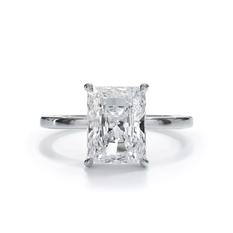 AGI Certified 3 CTW Lab Grown Diamond Solitaire Engagement Ring – G-VS Clarity, 14K White Gold