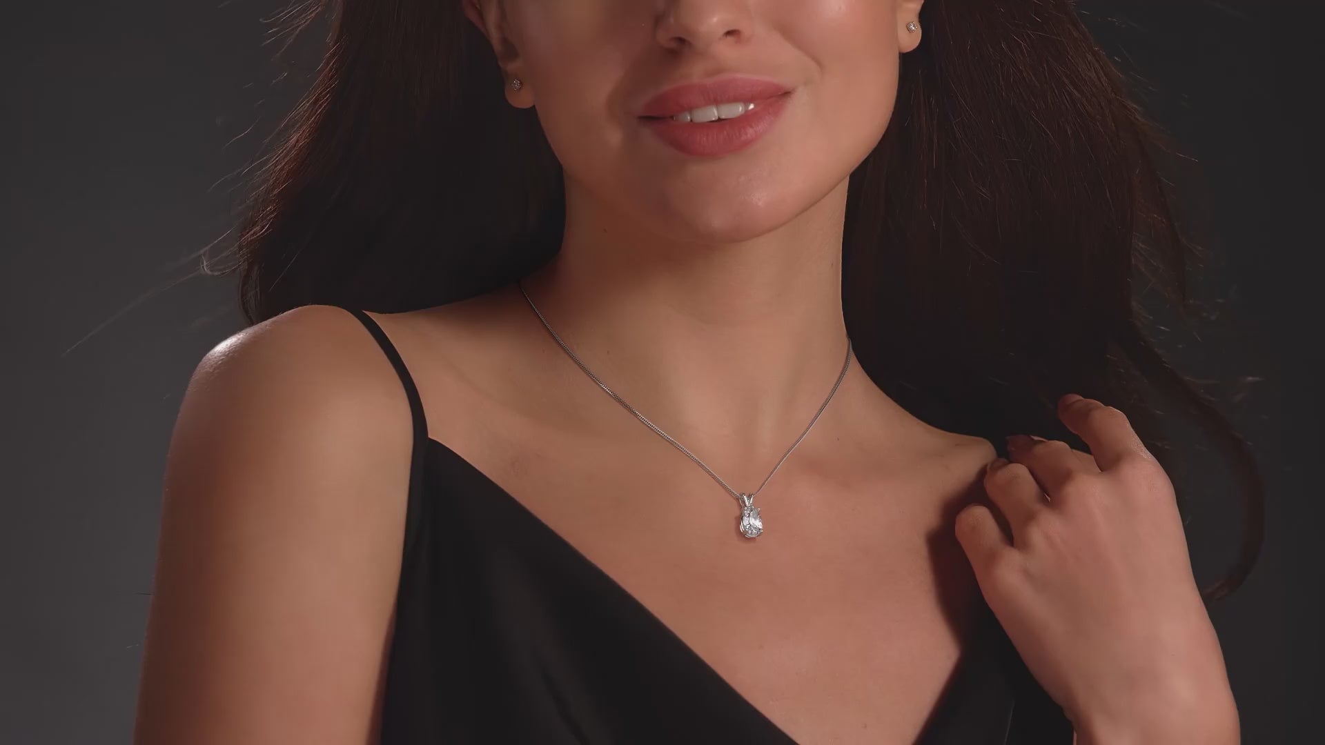 2.00 CTW AGI Certified Pear-Cut Lab-Grown Diamond (F/VS) Pendant in 14K White Gold