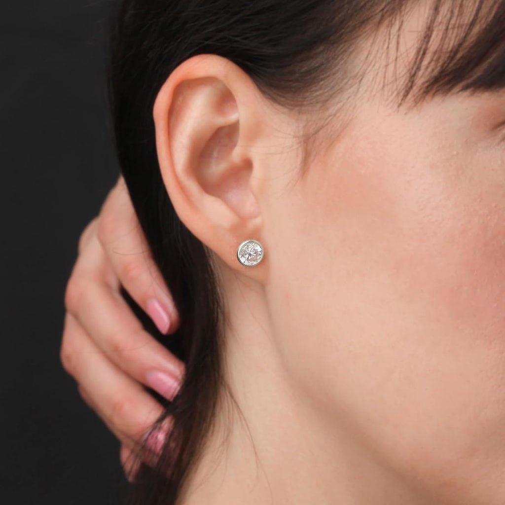 4.00 CTW Lab Grown Diamond Bezel Martini Stud Earrings in 14K White or Yellow Gold