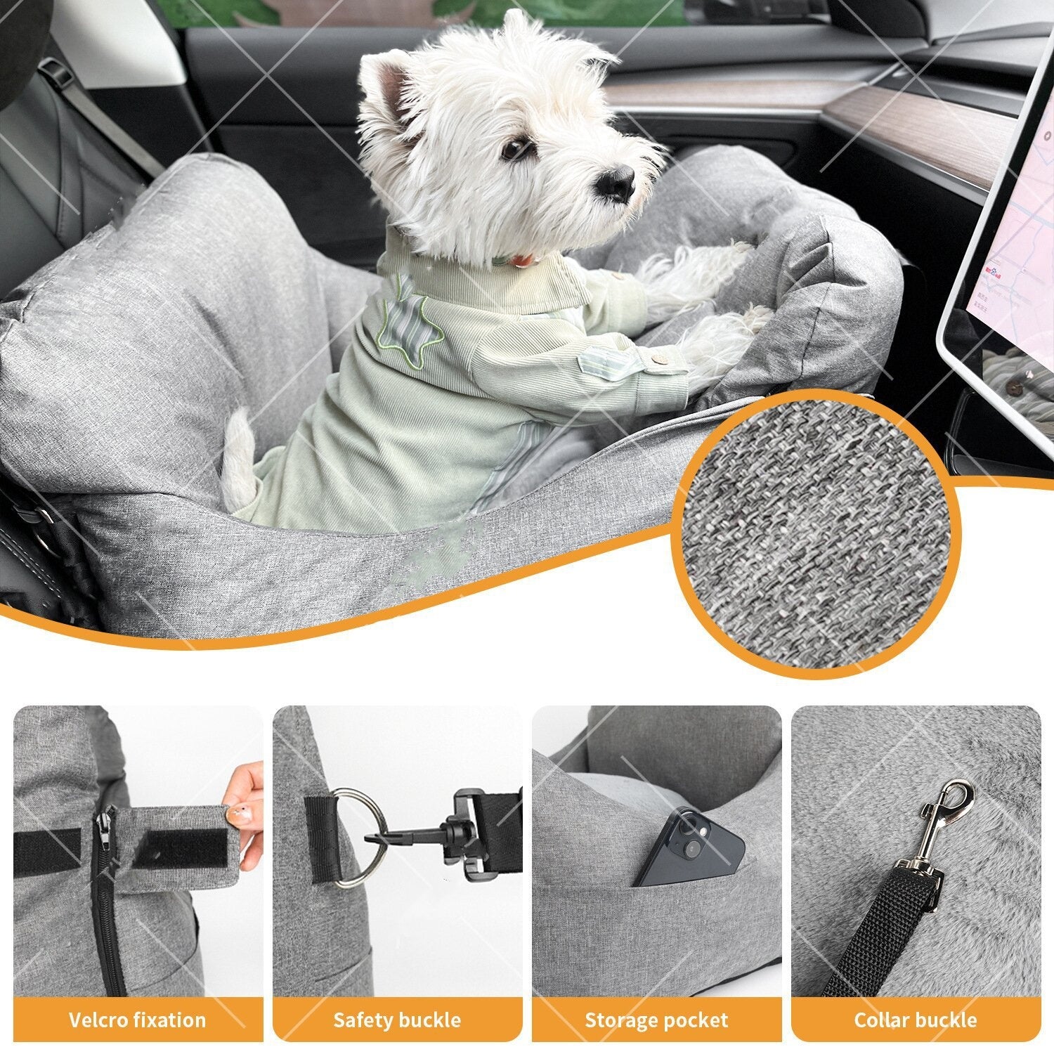 Travel Car Kennel Removable And Washable Pet Car Kennel