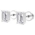 AGI Certified Lab Grown Emerald Cut Diamond Stud Earrings In 14K White Gold
