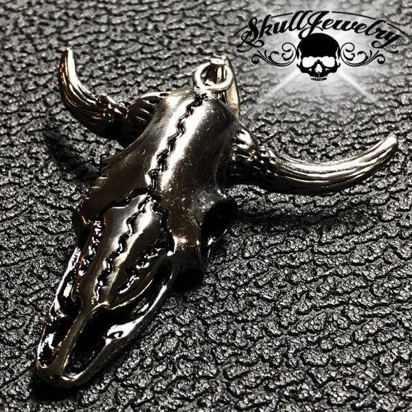 Big & Bold Steer w/Horns Pendant (p072stainless)