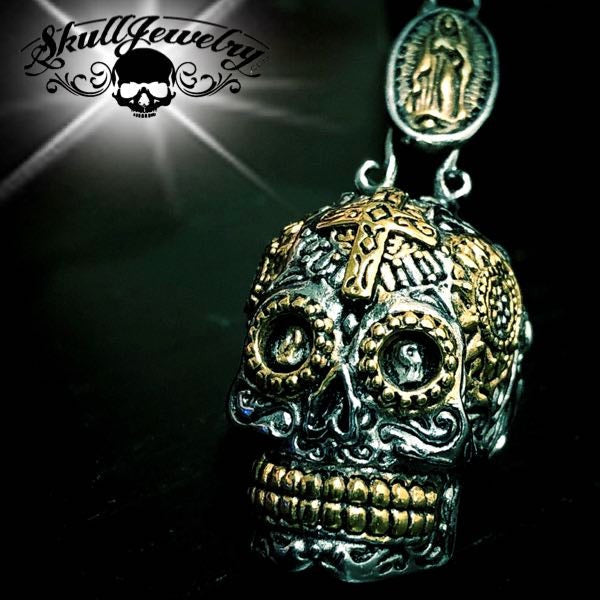 El Dios Sol - Son God Skull Pendant w/ Virgin Mary