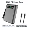 Fast Charging for Laptop Phone 200W High Power Portable Charger 62000mAh, 4 Port Two/Way 100W PD Power Bank for Outdoor Office
