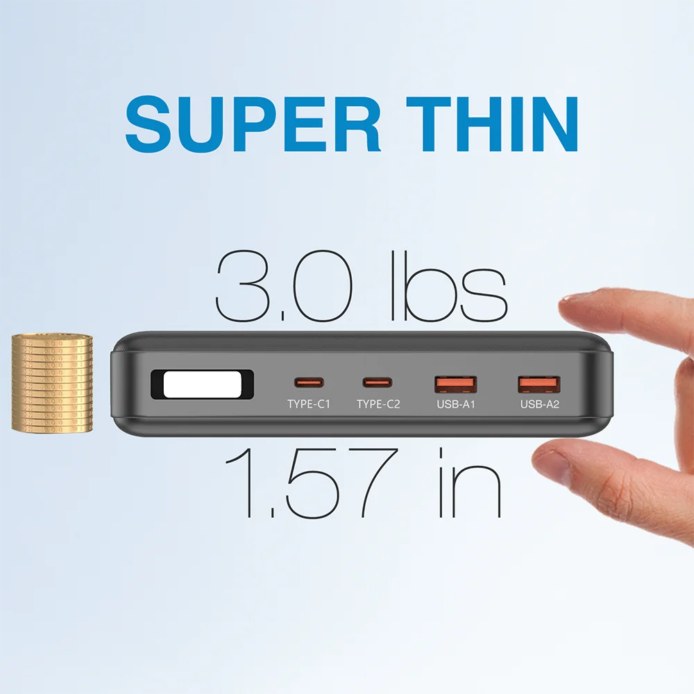 Fast Charging for Laptop Phone 200W High Power Portable Charger 62000mAh, 4 Port Two/Way 100W PD Power Bank for Outdoor Office