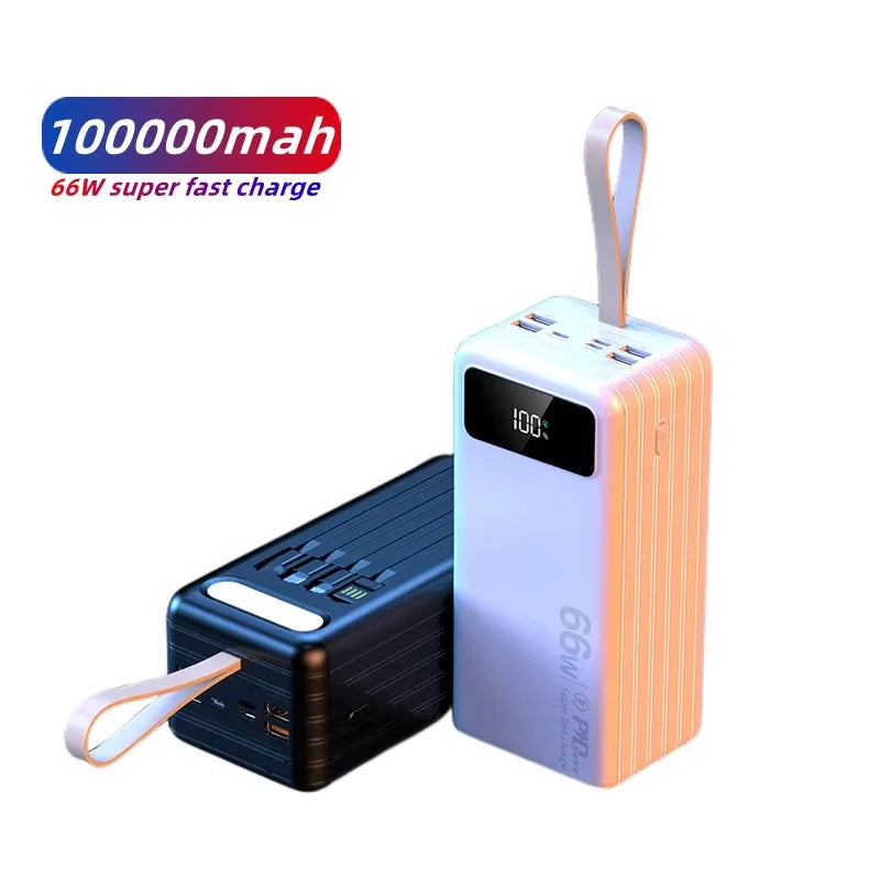 100000mah Power Bank 4 Port Output  Fast Charging Pd 100000mah Big Capacity Mobile Phone Portable Charger  66W Super Fast Charge