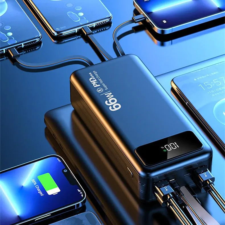 100000mah Power Bank 4 Port Output  Fast Charging Pd 100000mah Big Capacity Mobile Phone Portable Charger  66W Super Fast Charge