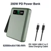 Fast Charging for Laptop Phone 200W High Power Portable Charger 62000mAh, 4 Port Two/Way 100W PD Power Bank for Outdoor Office