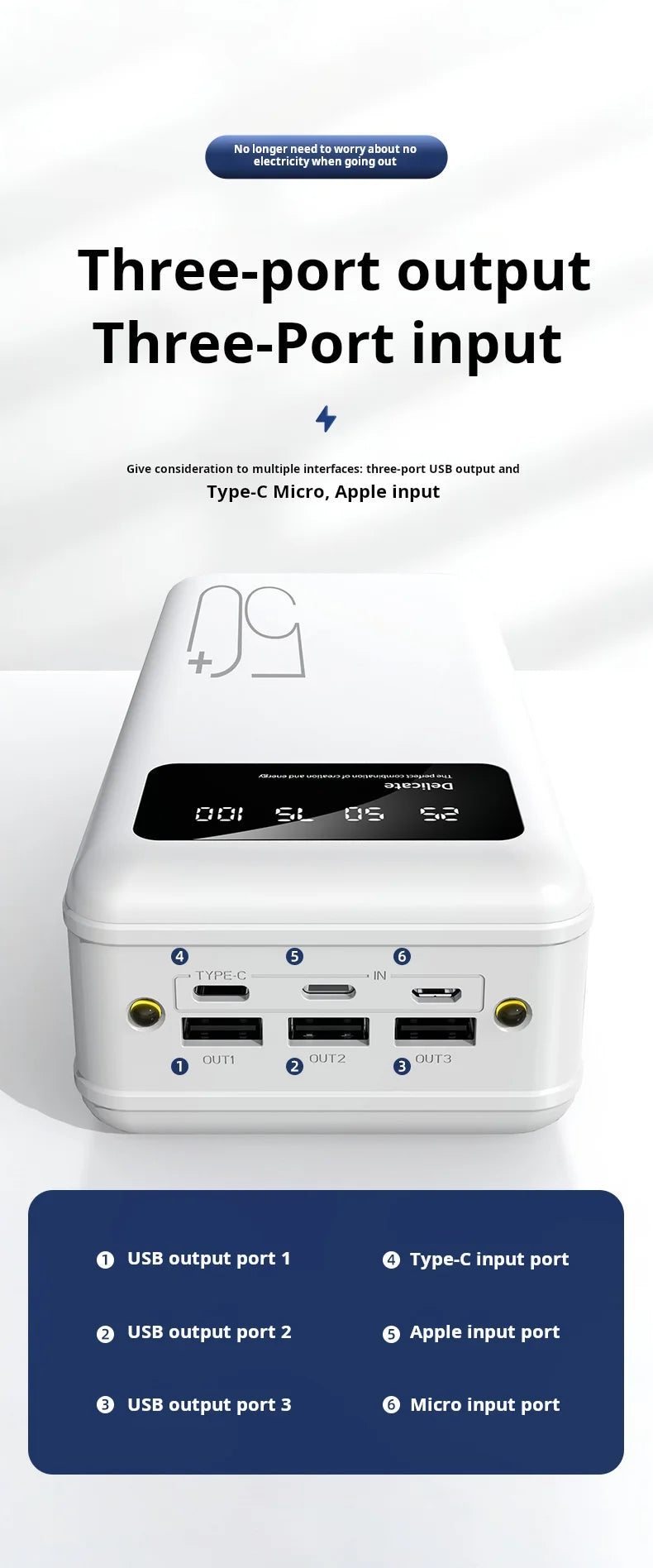 New00ma High Capacity Portable Power Bank Outdoor Fast Charging Mobile Charger with OEM Technology Consumers Electronics 800g