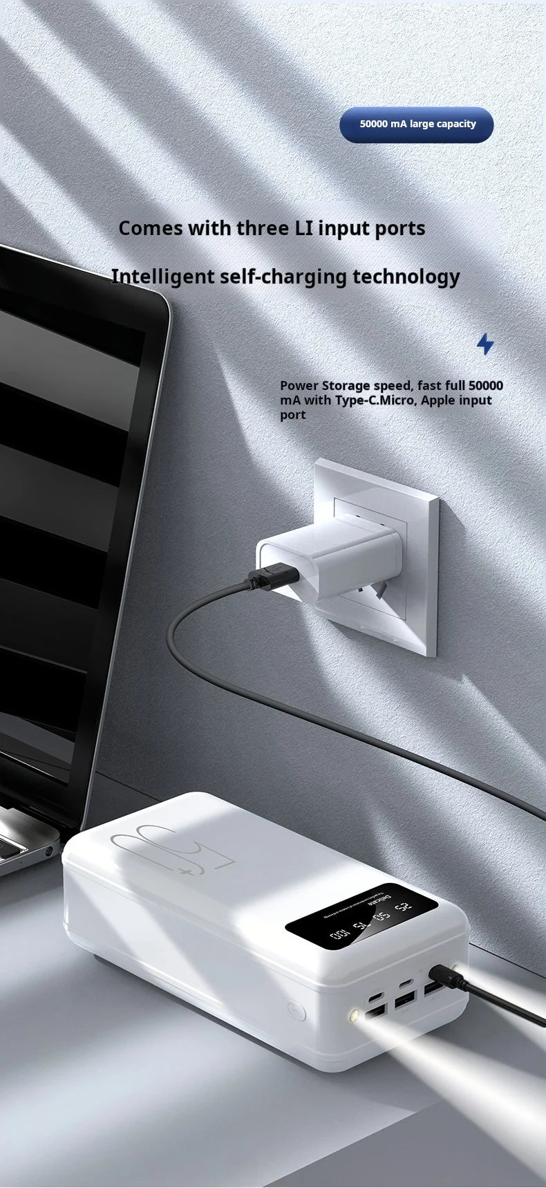 New00ma High Capacity Portable Power Bank Outdoor Fast Charging Mobile Charger with OEM Technology Consumers Electronics 800g