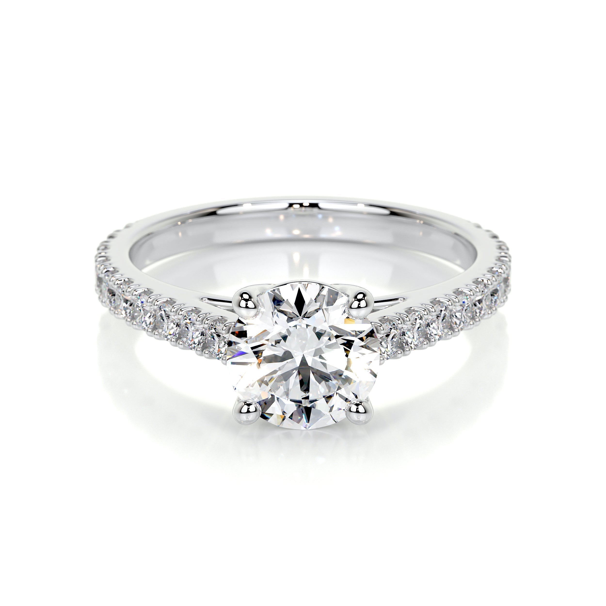 Round Brilliant Lab Grown Diamond Channel Setting Engagement Ring (F/VS) in 14K White Gold