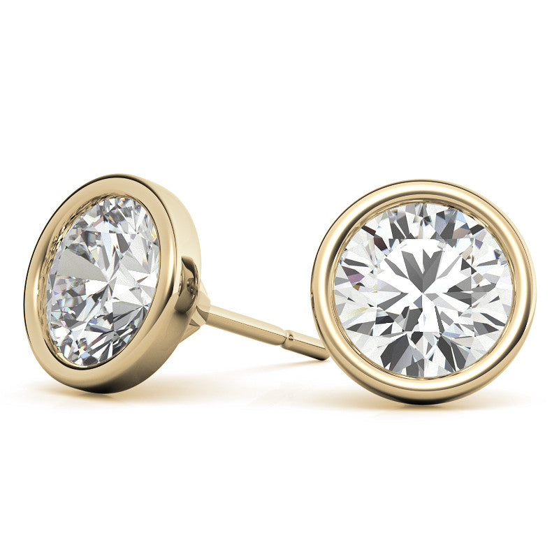 4.00 CTW Lab Grown Diamond Bezel Martini Stud Earrings in 14K White or Yellow Gold