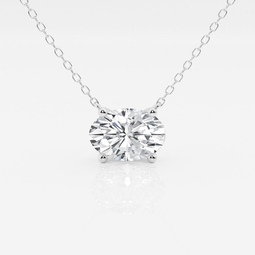 2.00 CTW AGI Certified Oval Lab Grown Diamond Solitaire Pendant - Choice of 14k Yellow or White Gold