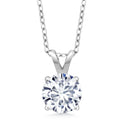 2.00 CTW Created Moissanite Solitaire Pendant Necklace with 18" Chain - Choice of 14k White or Yellow Gold