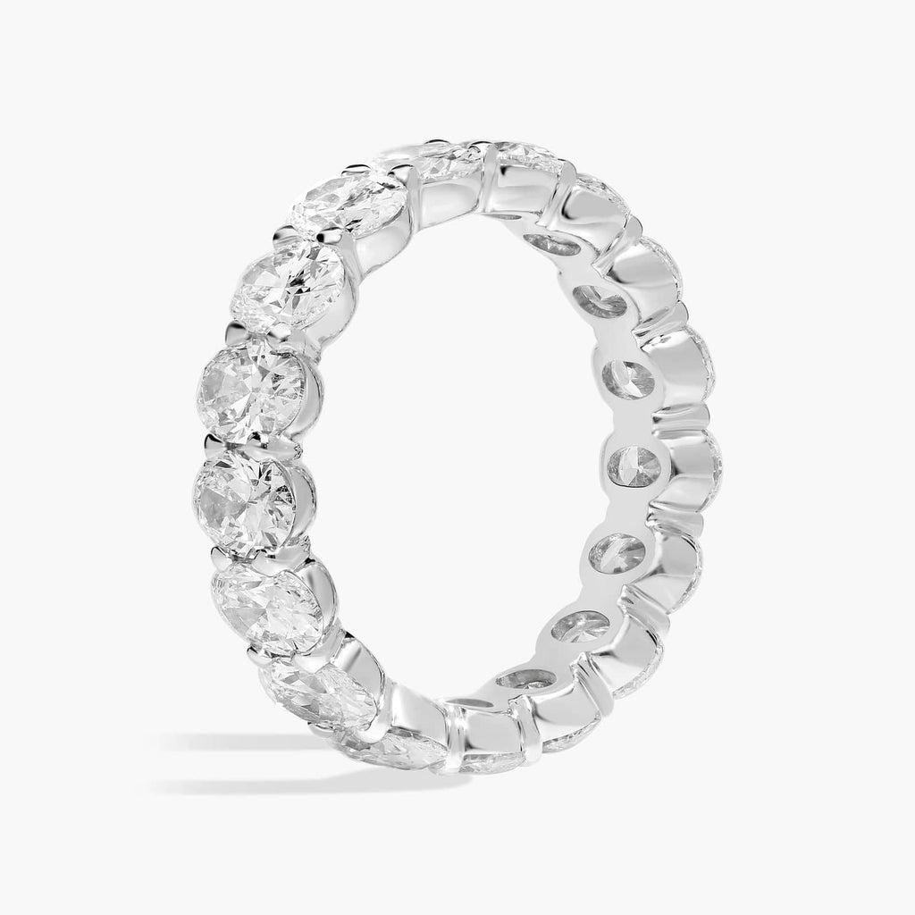 5.00 CTW Created Moissanite Oval Eternity Band Ring in 14k White Gold Overlay