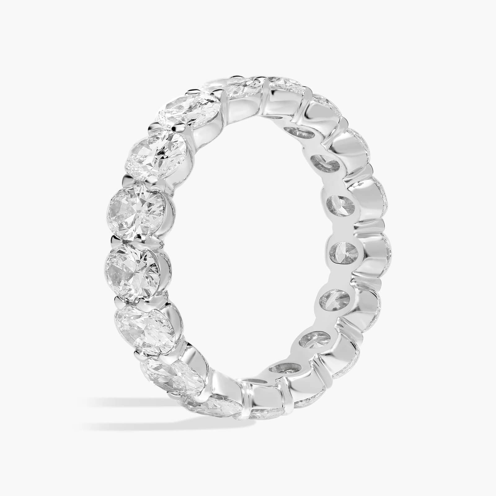 5.00 CTW Created Moissanite Oval Eternity Band Ring in 14k White Gold Overlay