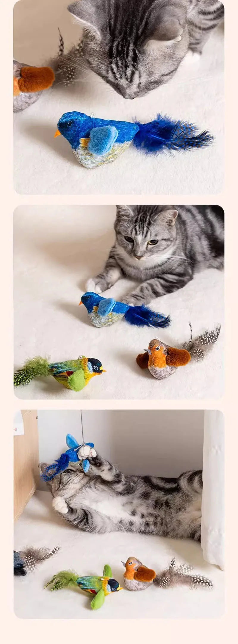Simulation Bird Cat Toys Cats Interactive Cat Toy Realistic Bird Sound Cat Toy Plush Cat Toy Catnip Cat Toy for Cats Kitten Toy