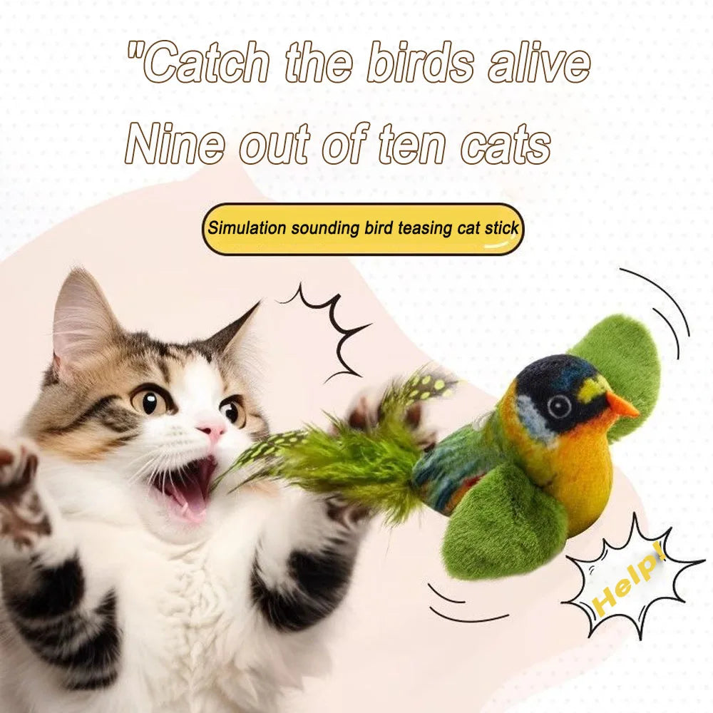 Simulation Bird Cat Toys Cats Interactive Cat Toy Realistic Bird Sound Cat Toy Plush Cat Toy Catnip Cat Toy for Cats Kitten Toy