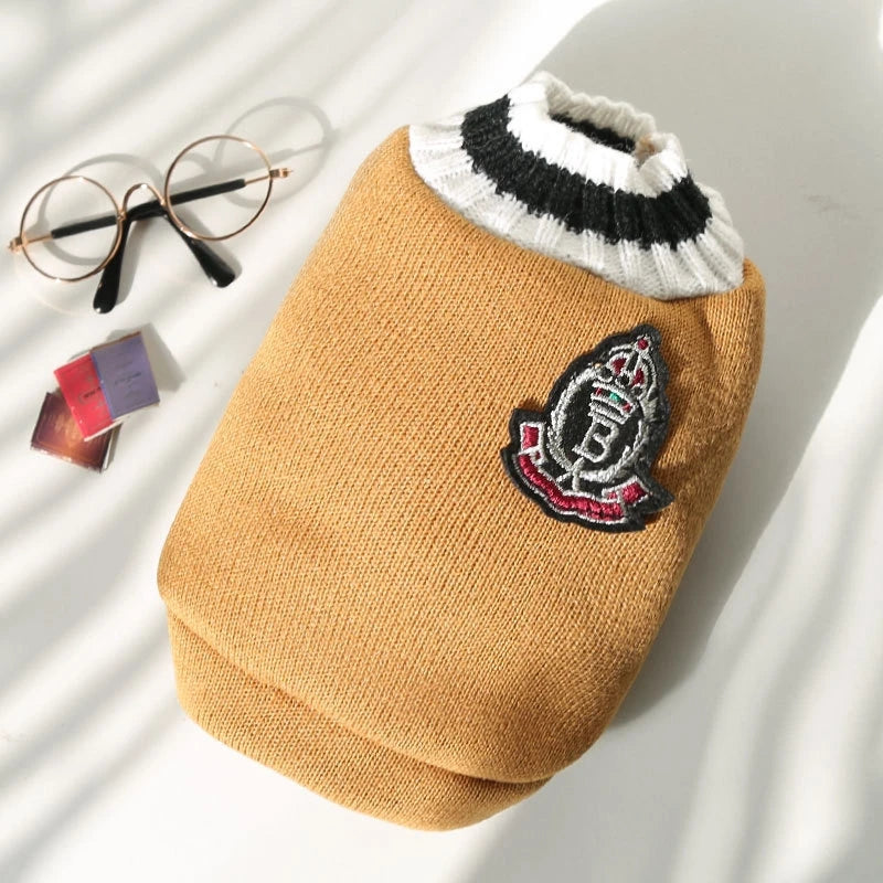 Fashion Dog Sweater Winter Warm Dog Clothes for Small Medium Dogs College Style Cat Sweater Puppy Pullover Chihuahua Dog Clothes