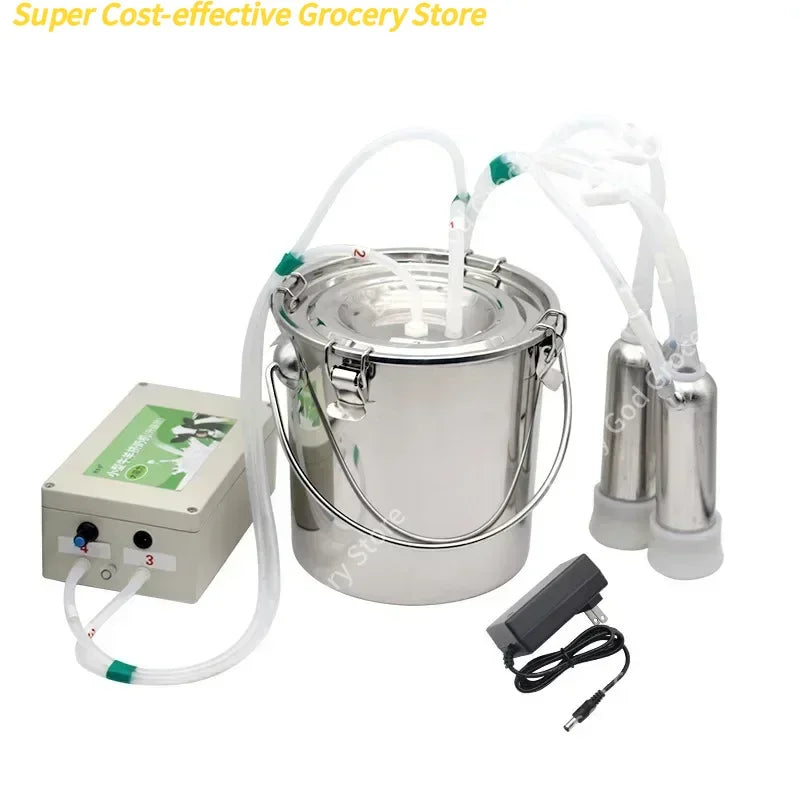 3L Electric Milking Machine Portable Plastic Double Head Vacuum Pump Milker for Farm Sheep Cows Goats Farm Feeding Tools