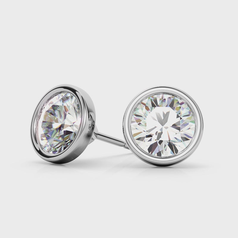 4.00 CTW Lab Grown Diamond Bezel Martini Stud Earrings in 14K White or Yellow Gold