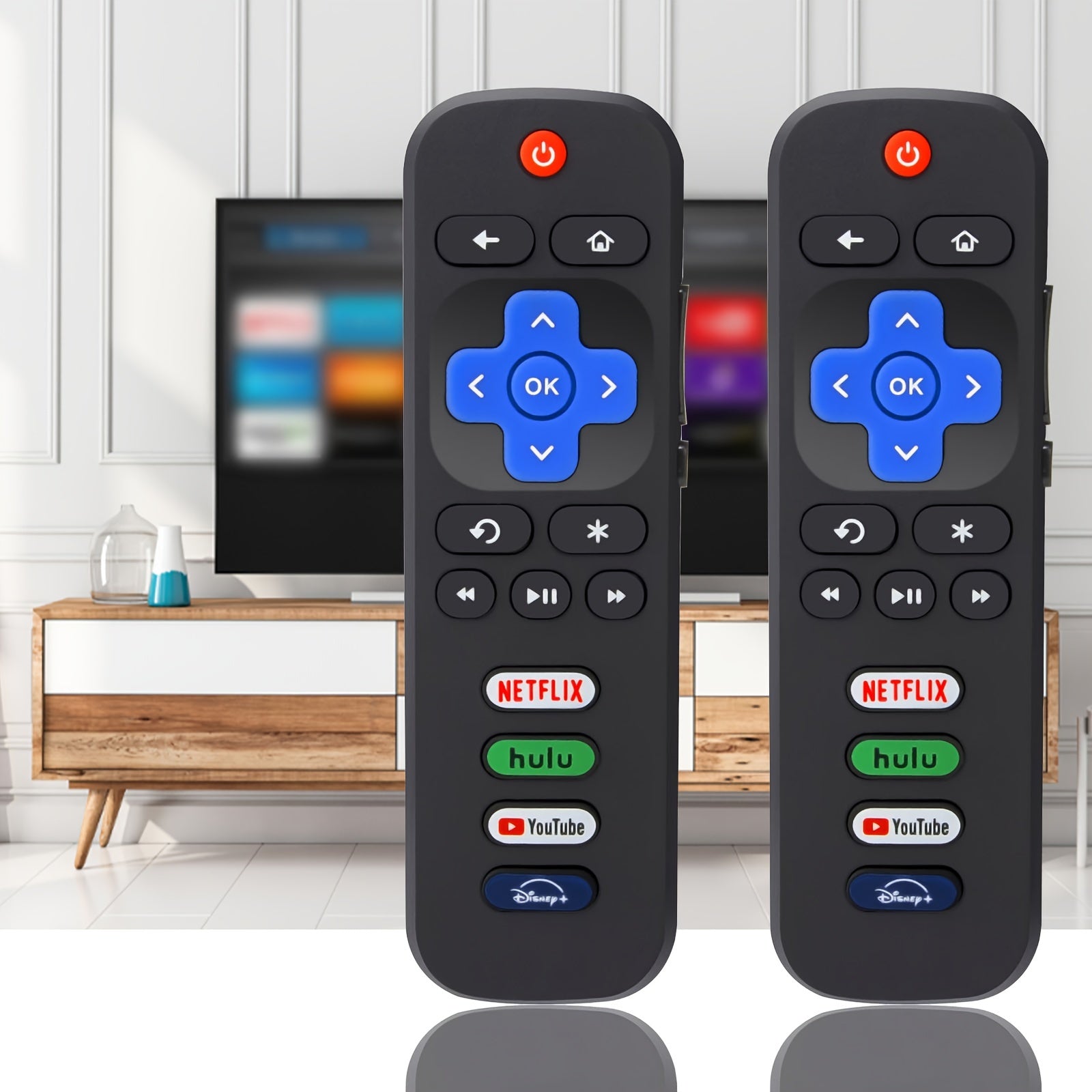 Buy 1 Get 1 Free, total of 2 pcs Universal Replacement Remote Control for Roku TVs - Compatible with Multiple Brands, Easy Setup, No Programming Required - Perfect for TCL, Hisense, Onn, Sharp, Element, Westinghouse, Philips,