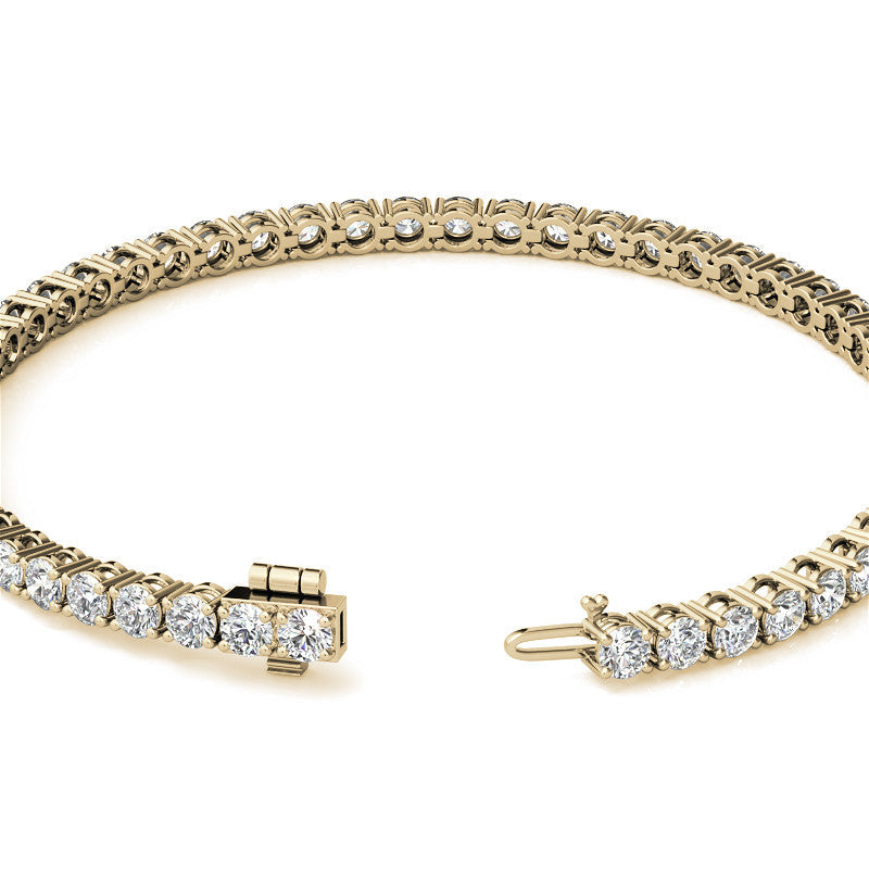 Set of Three 6ctw Created Moissanite Tennis Bracelets – 3mm Stones – 14K Gold Overlay in White, Yellow & Rose Gold