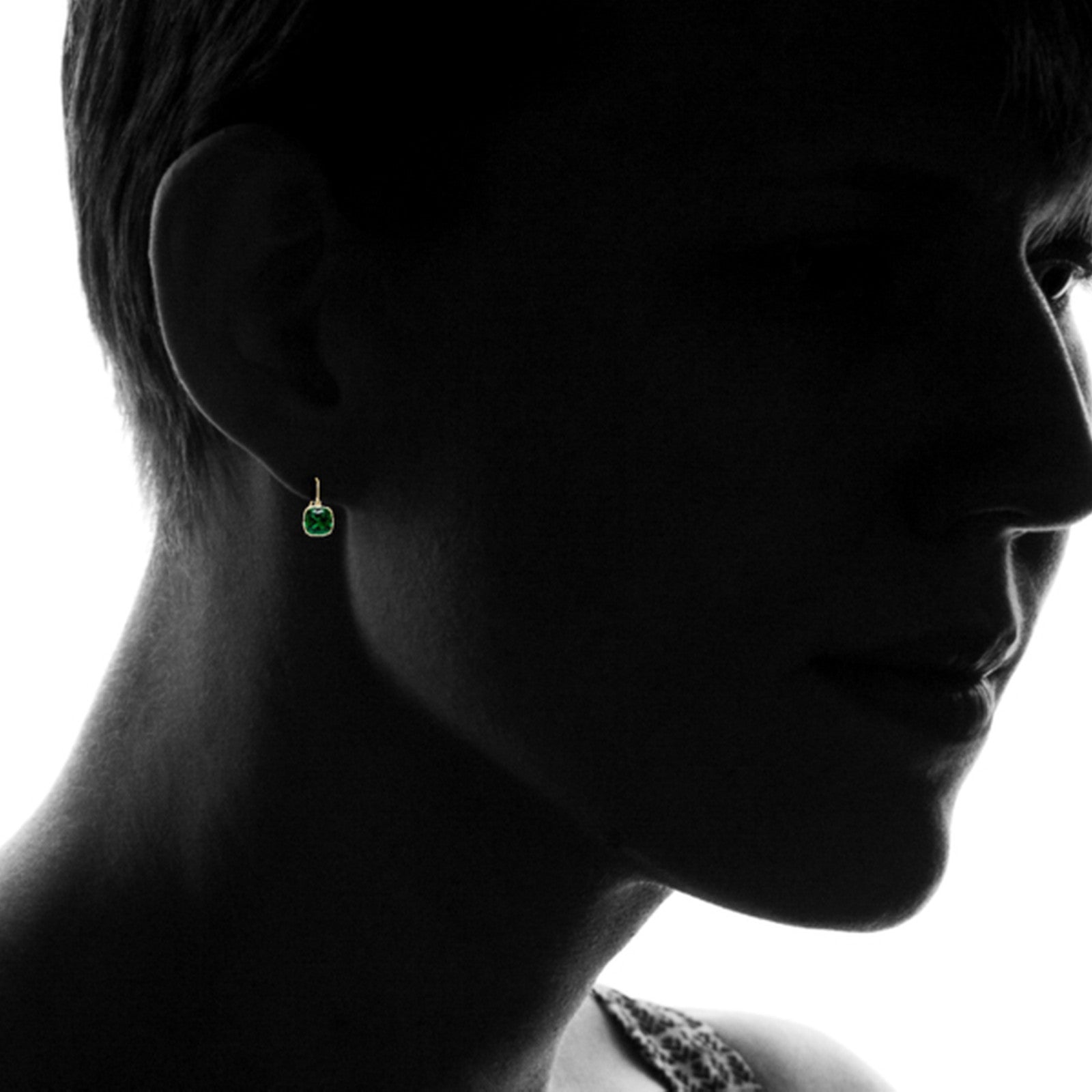 5.00 CTW Lab Grown Sapphire and Emerald Cushion Cut Drop Earrings Set - 14K Gold (2 Pairs)