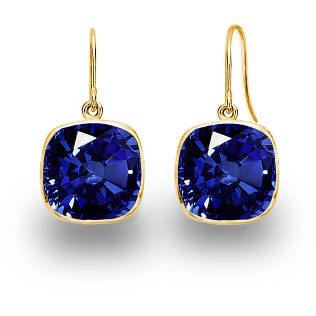 5.00 CTW Lab Grown Sapphire and Emerald Cushion Cut Drop Earrings Set - 14K Gold (2 Pairs)