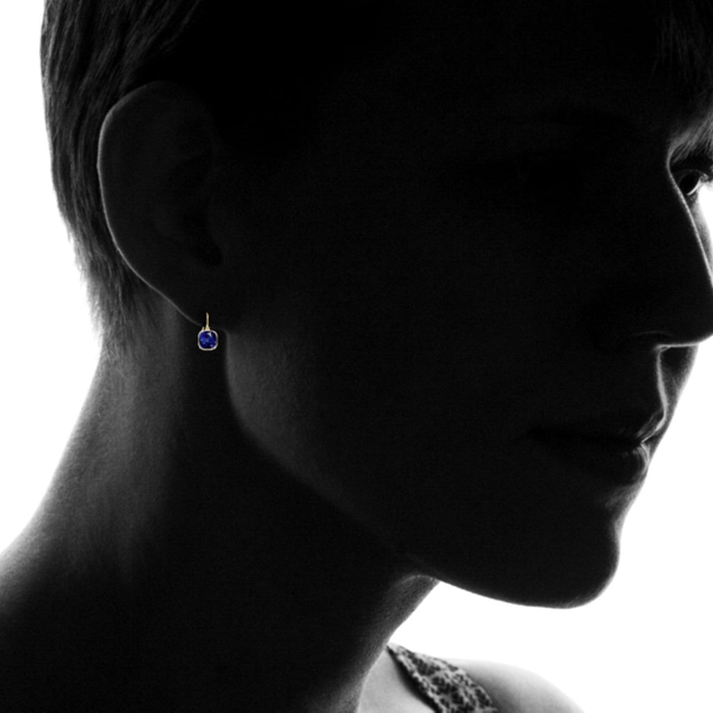 5.00 CTW Lab Grown Sapphire and Emerald Cushion Cut Drop Earrings Set - 14K Gold (2 Pairs)