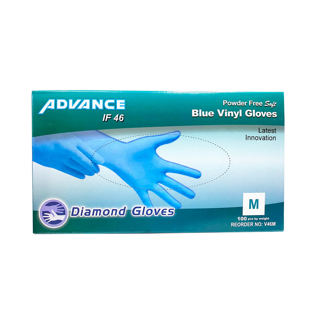 Advance Vinyl Gloves, Blue, 1000 Pieces (S/M/L/XL)