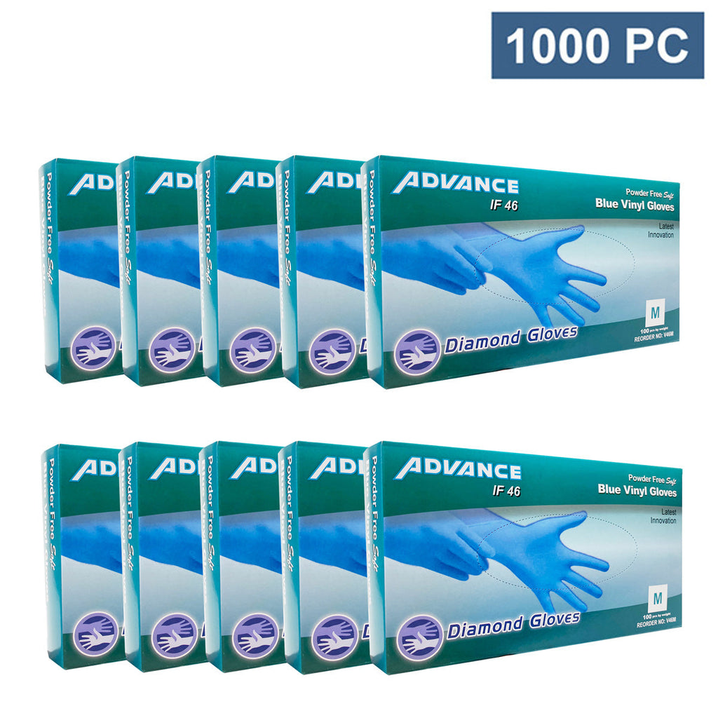 Advance Vinyl Gloves, Blue, 1000 Pieces (S/M/L/XL)