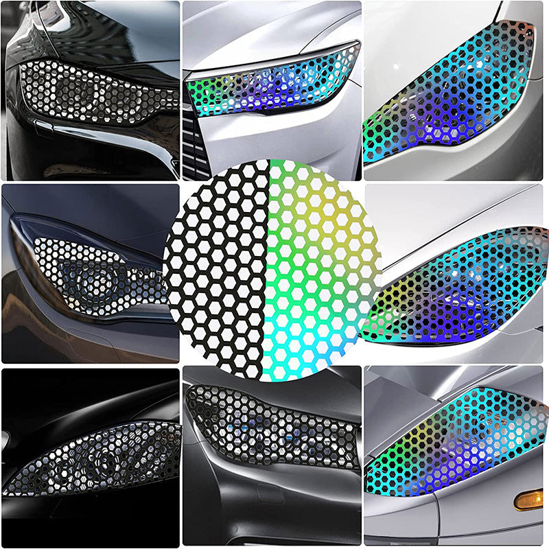 Car Taillight Honeycomb Shape Sticker Applique Taillight Decoration Sticker Rear Lamp Cover Sticker Taillight Sticker